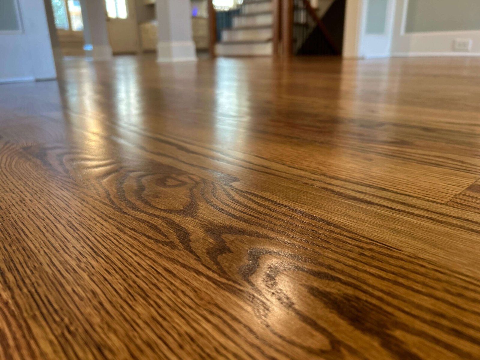 Close view of warm brown wood flooring